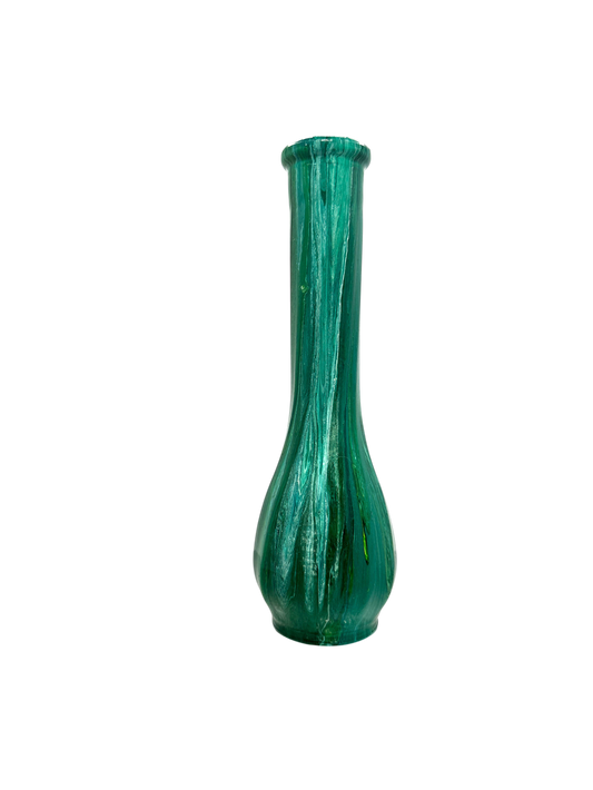 Hand-Painted Emerald Green Bud Vase