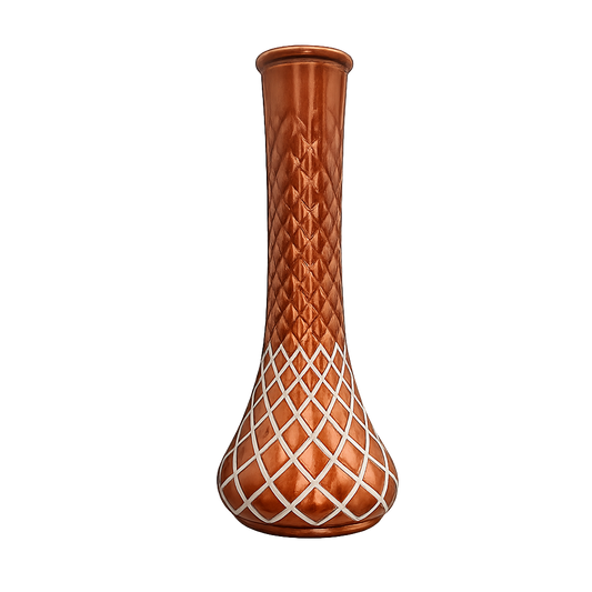 Hand-Painted Bronze Lattice Bud Vase