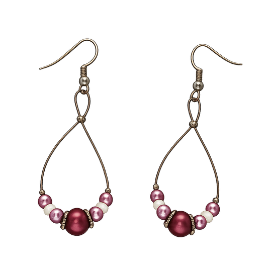 Burgundy Beaded Teardrop Earrings