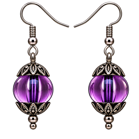 Handmade Purple Crystal Dangle Earrings