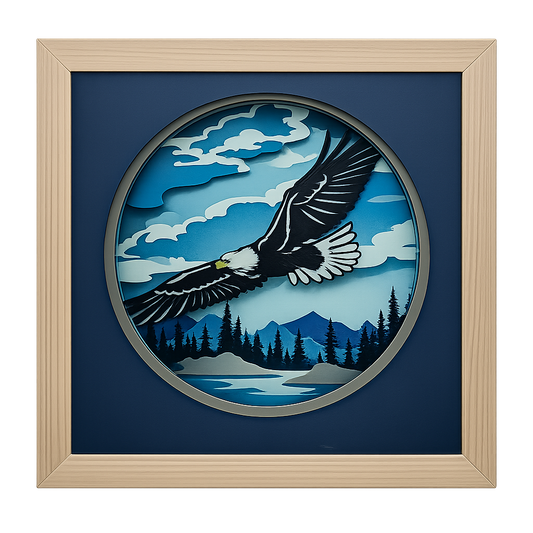 Majestic Bald Eagle Layered Paper Shadow Box