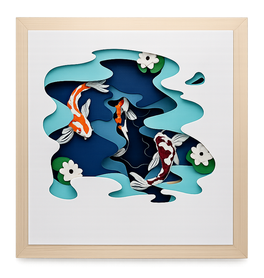 Koi Pond Layered Paper Shadowbox