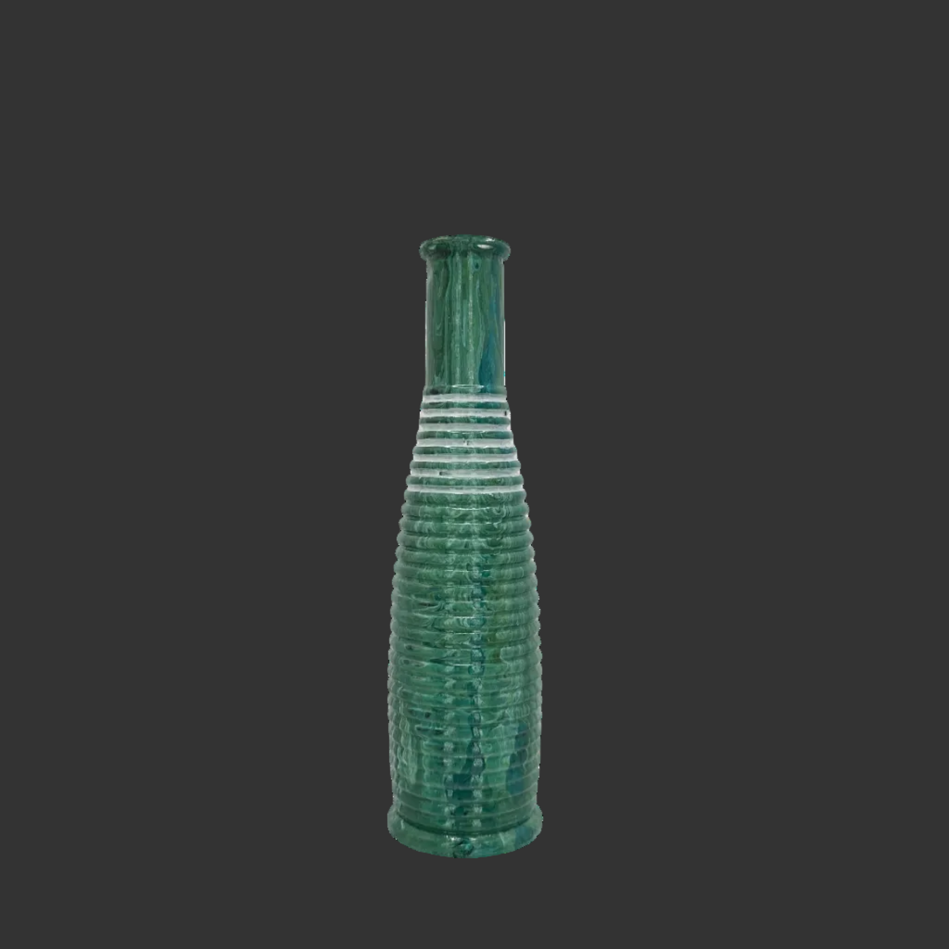 Green textured vase on a white background