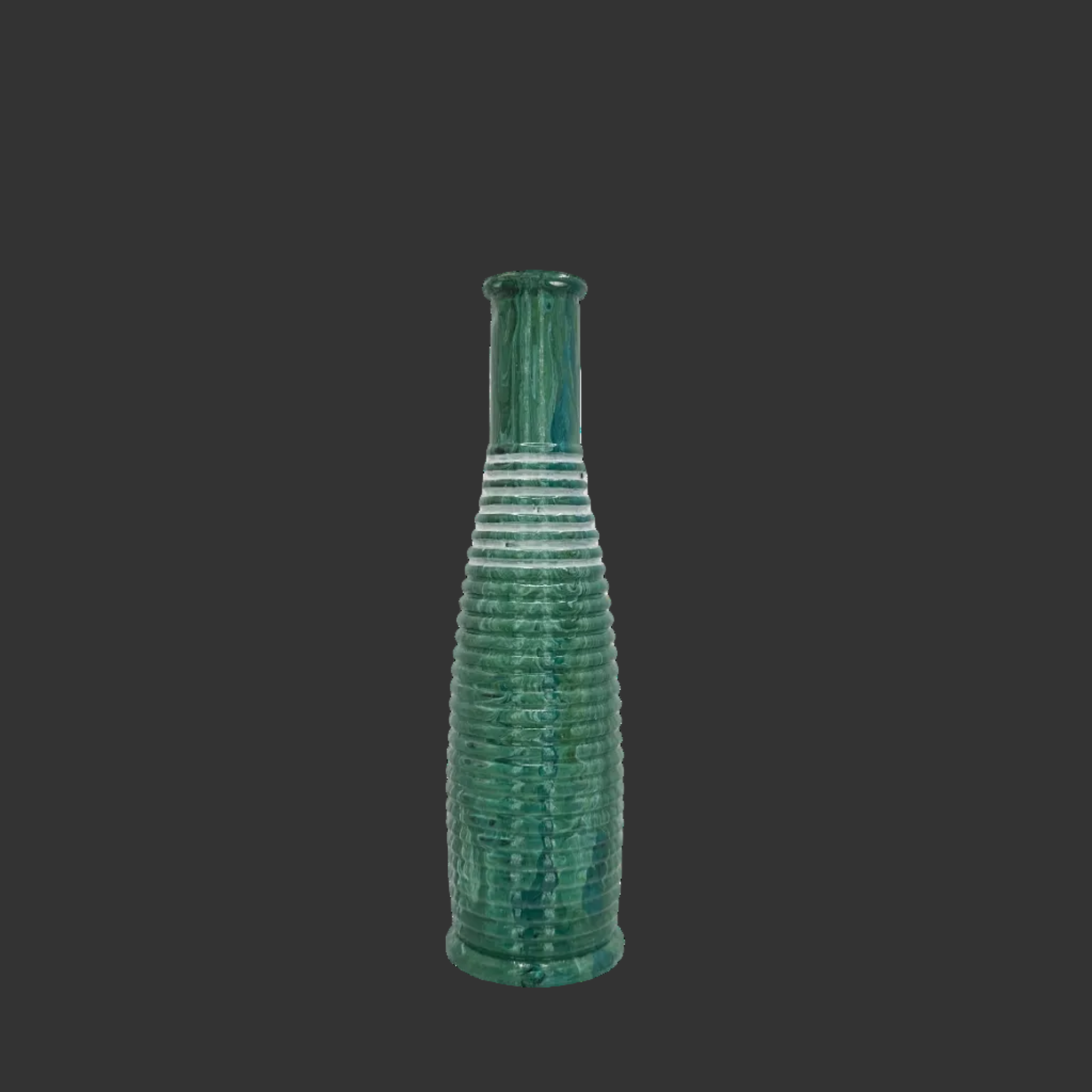 Green textured vase on a white background