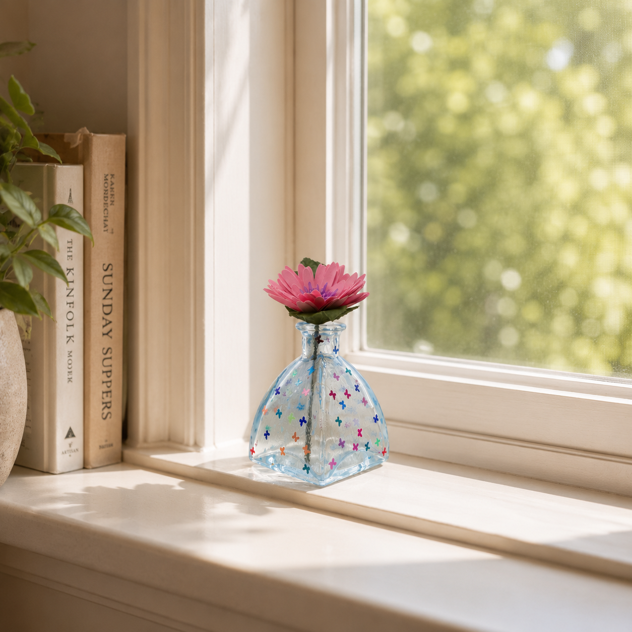 Hand-Painted Butterfly Bud Vase