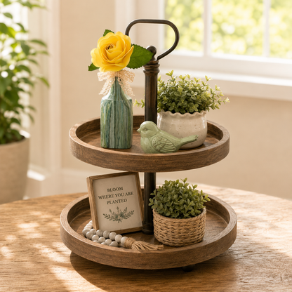 Hand-Painted Bud Vase with Lace Accent