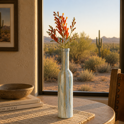 Hand-Painted Coastal Blue Bud Vase
