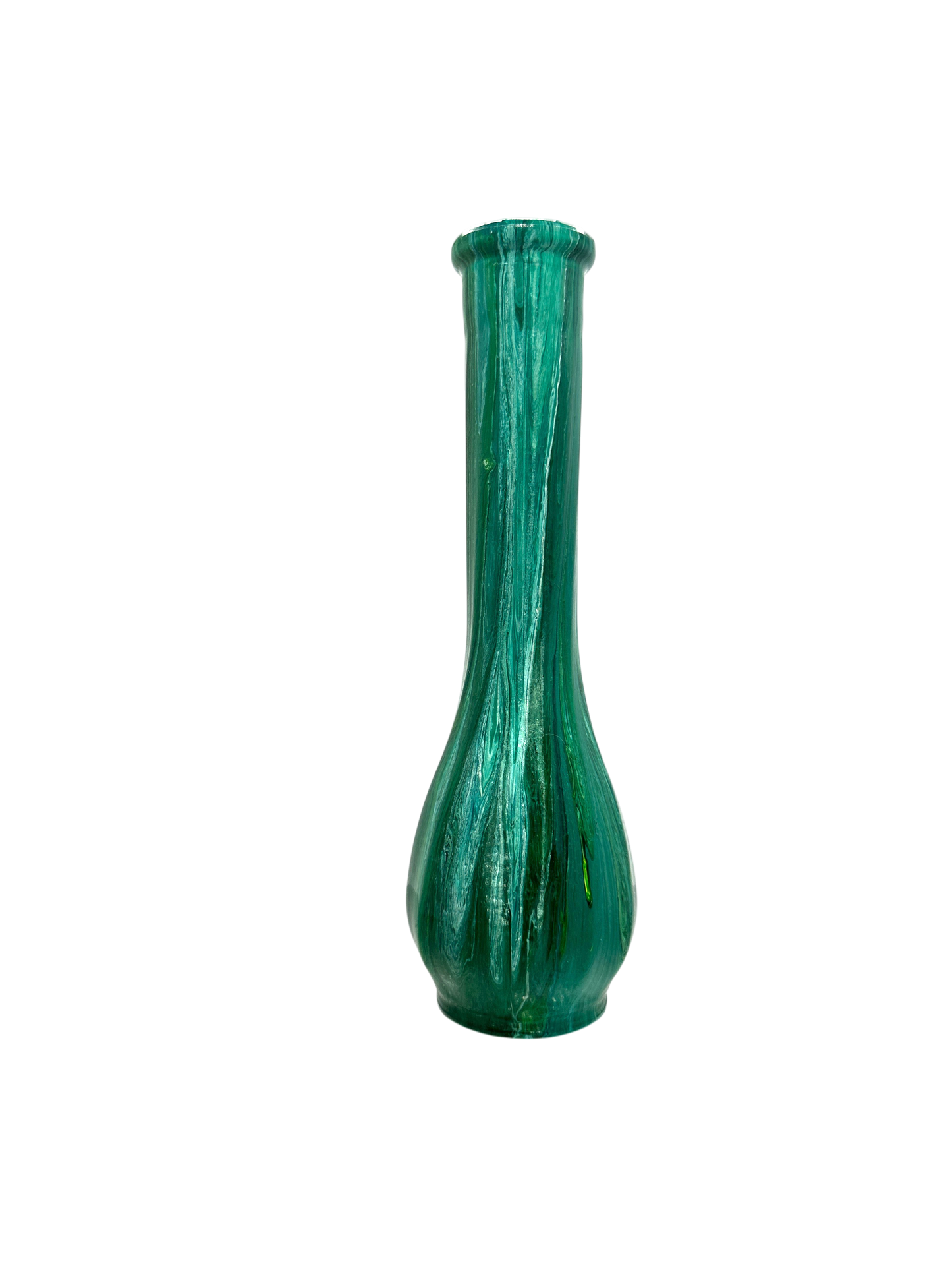 Hand-Painted Emerald Green Bud Vase