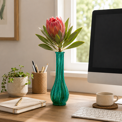 Hand-Painted Emerald Green Bud Vase