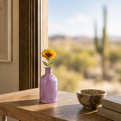 Hand-Painted Pink Marble Bud Vase