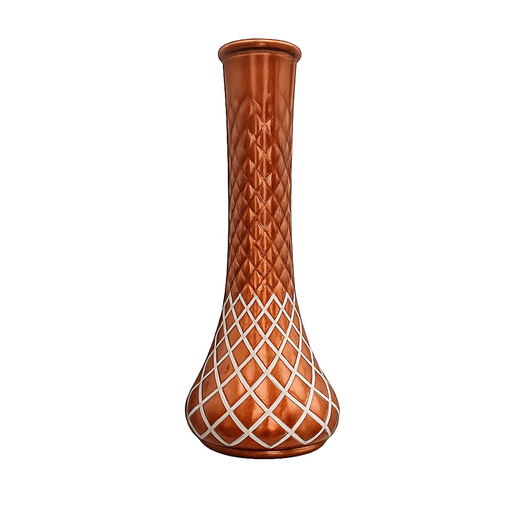 Hand-Painted Bronze Lattice Bud Vase