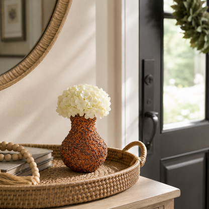 Handcrafted Amber Beaded Bud Vase