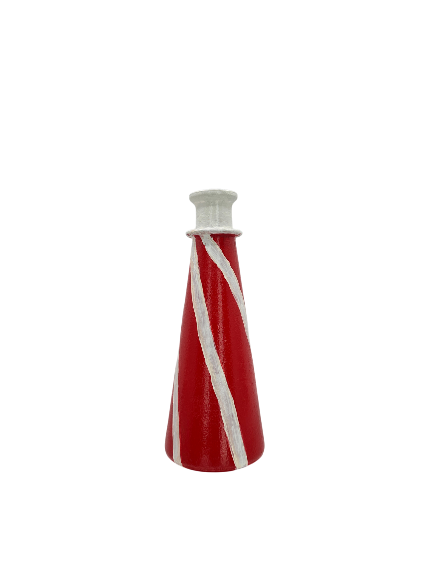 Hand-Painted Red & White Swirl Bud Vase