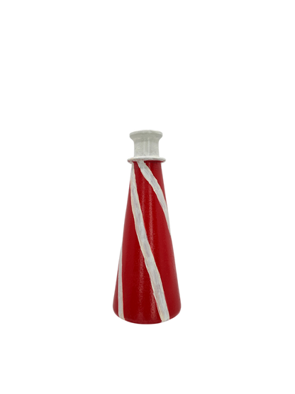 Hand-Painted Red & White Swirl Bud Vase