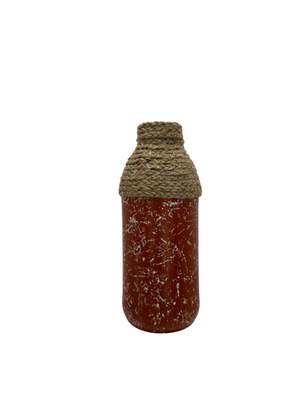 Rustic Terracotta Bud Vase with Natural Jute Wrap