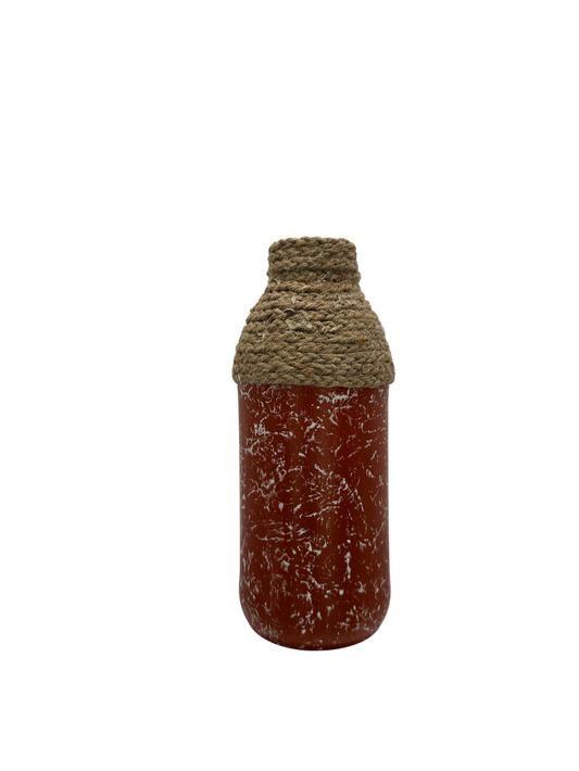 Rustic Terracotta Bud Vase with Natural Jute Wrap
