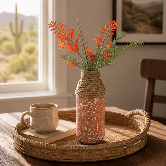 Rustic Terracotta Bud Vase with Natural Jute Wrap