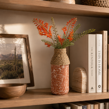 Rustic Terracotta Bud Vase with Natural Jute Wrap