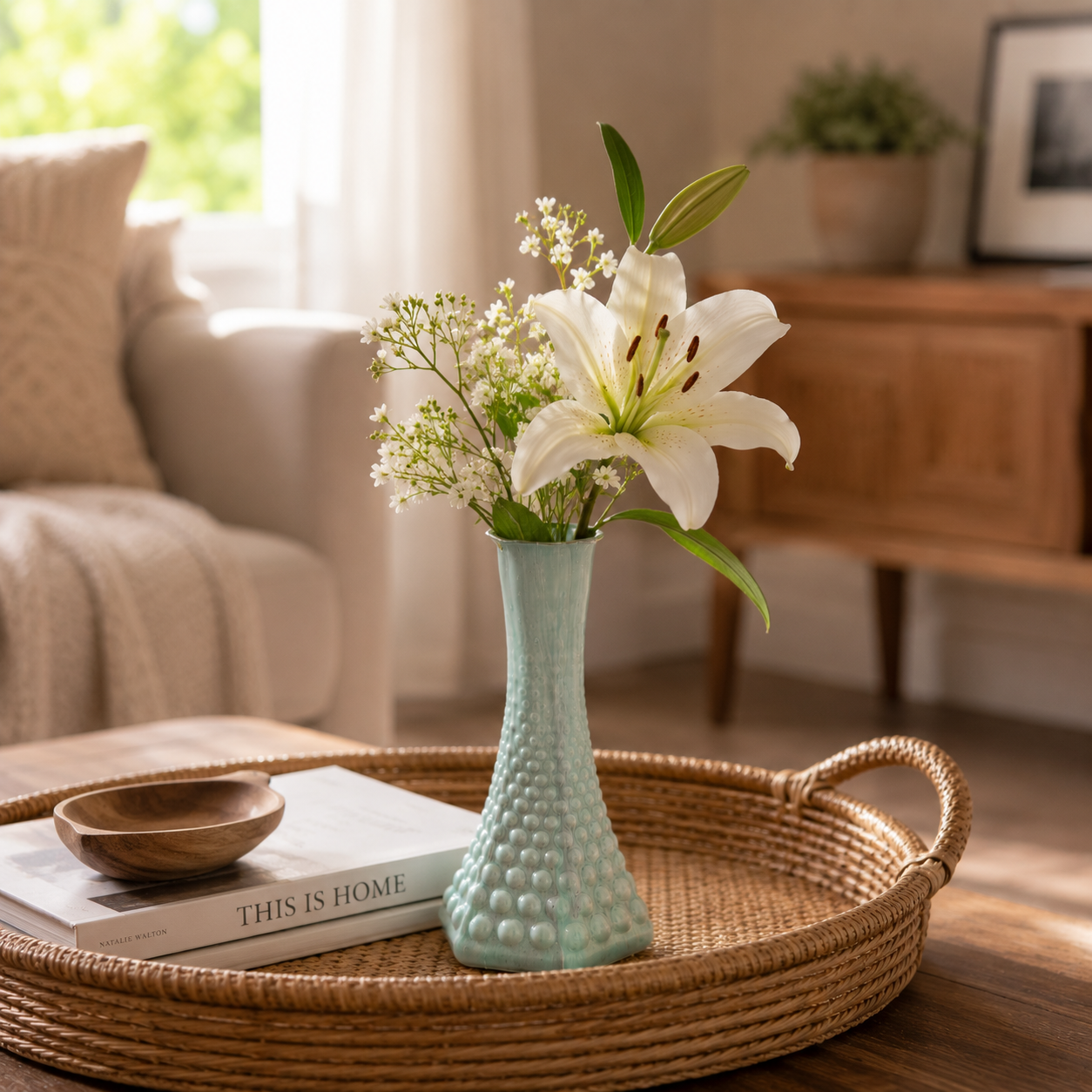 Hand-Painted Seafoam Textured Bud Vase