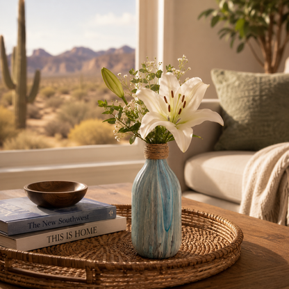 Coastal Blue Hand-Painted Bud Vase