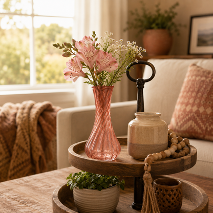 Hand-Painted Sunset Blush Bud Vase