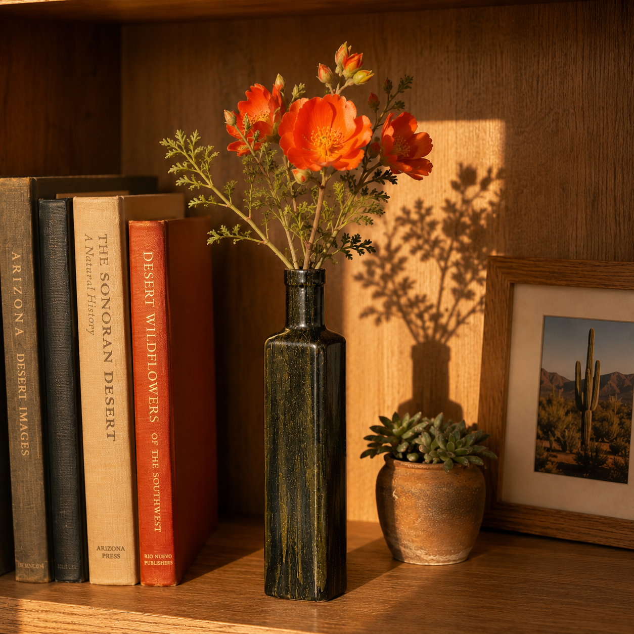Hand-Painted Bronze & Gold Decorative Bud Vase