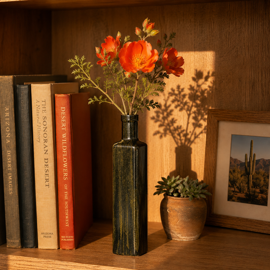 Hand-Painted Bronze & Gold Decorative Bud Vase