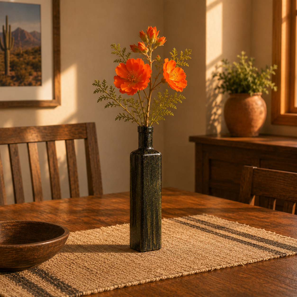 Hand-Painted Bronze & Gold Decorative Bud Vase