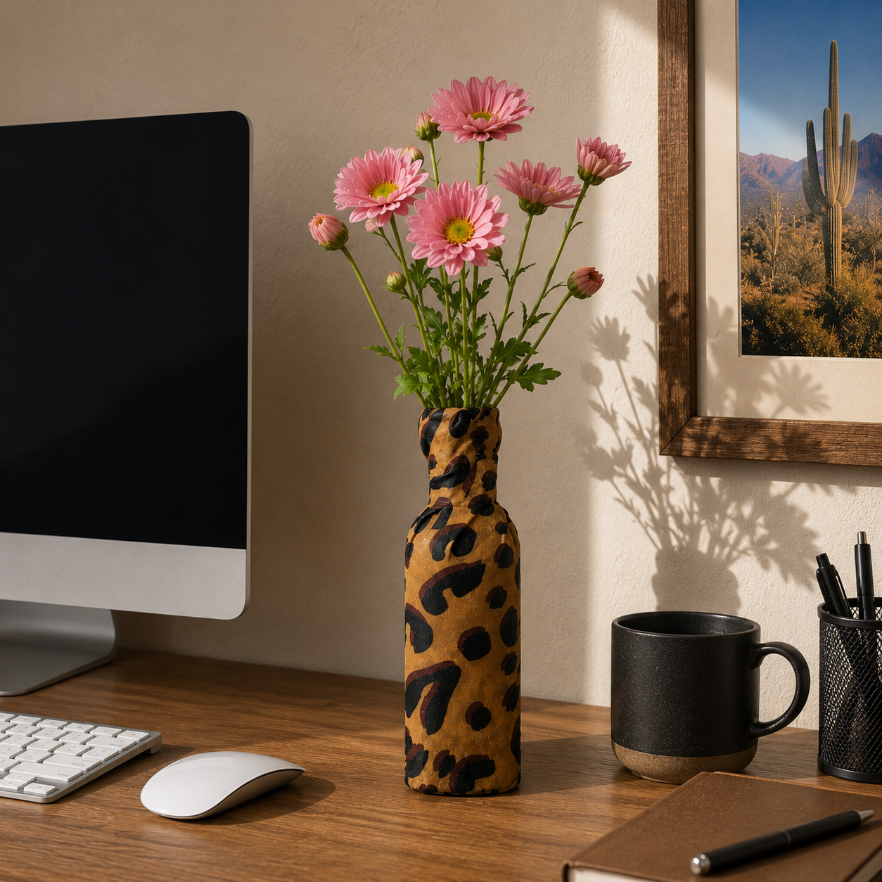 Fabric-Covered Decorative Bud Vase