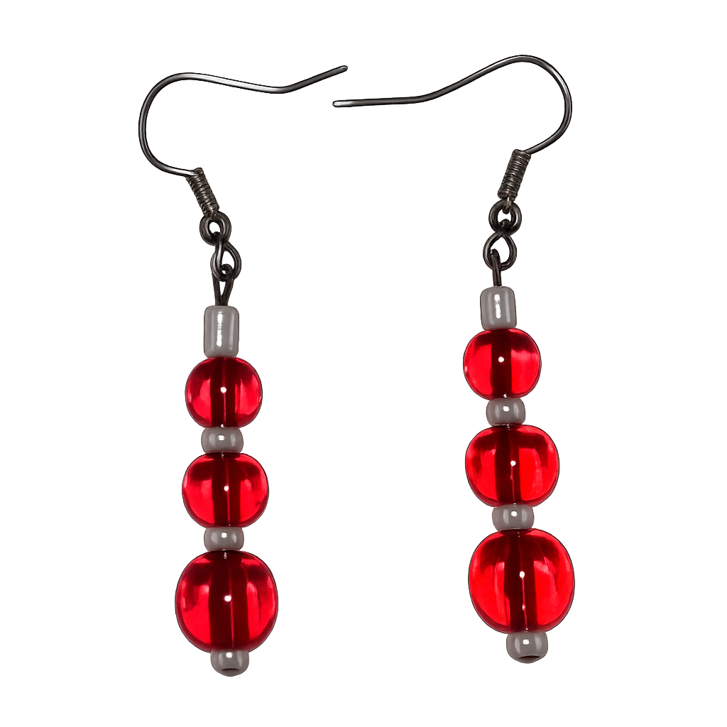 Red Bead Dangle Earrings