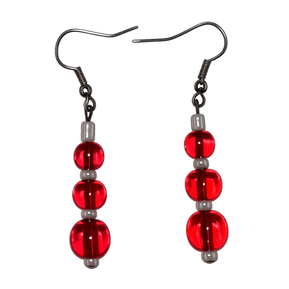 Red Bead Dangle Earrings