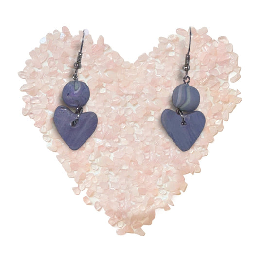 Purple Heart Clay Dangle Earrings