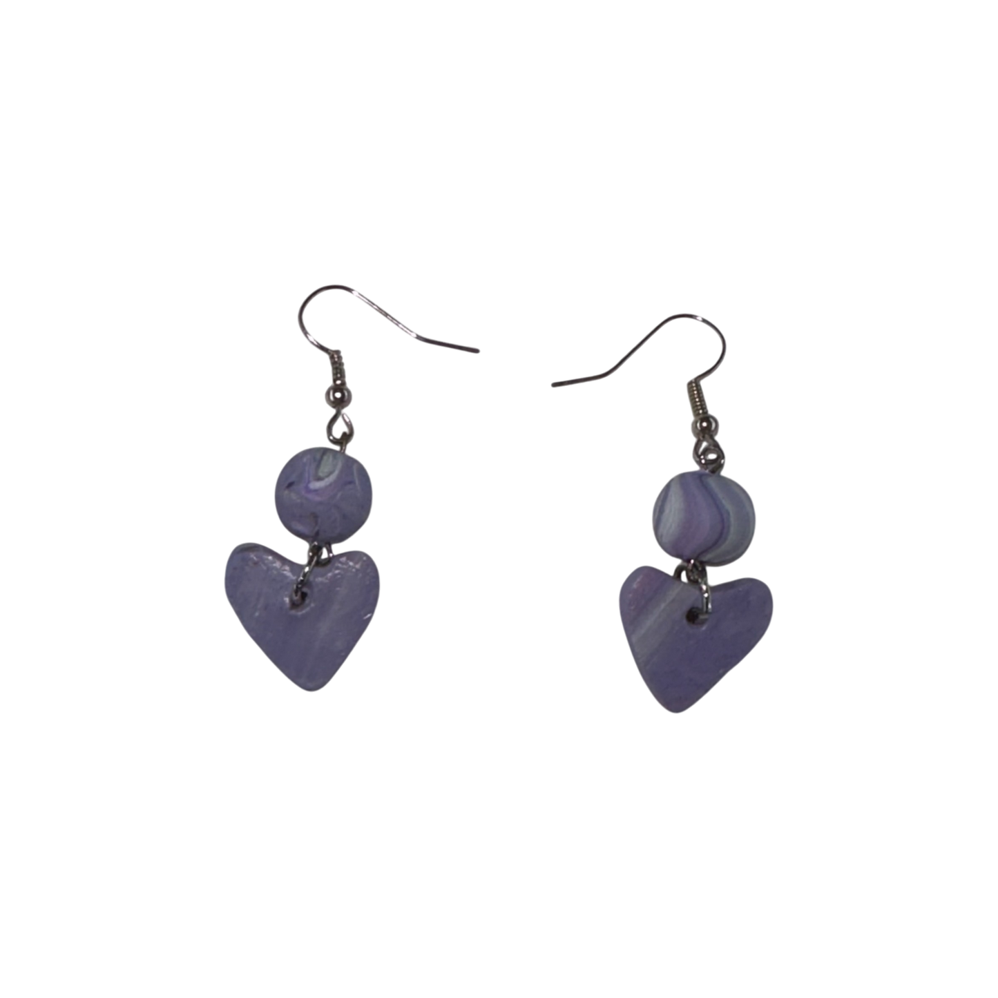 Purple Heart Clay Dangle Earrings