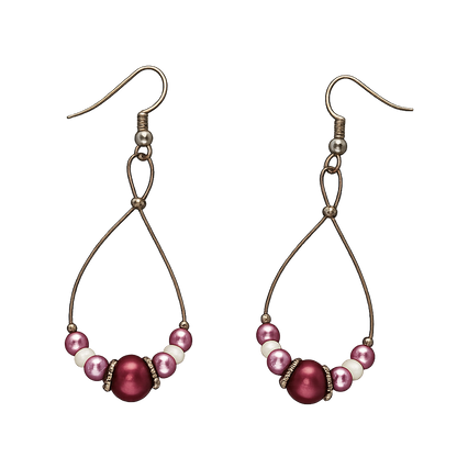 Burgundy Beaded Teardrop Earrings