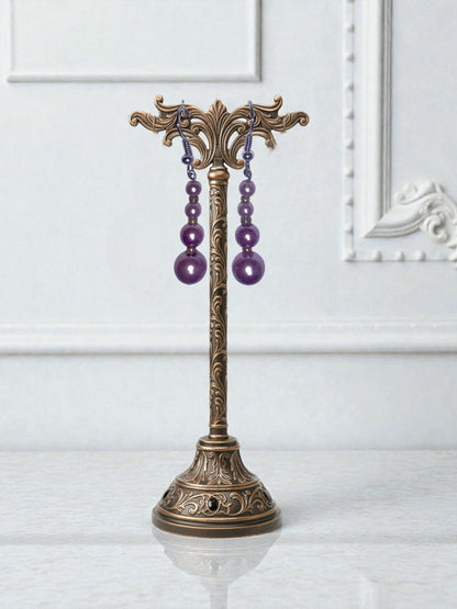 Lavender Beaded Drop Earrings