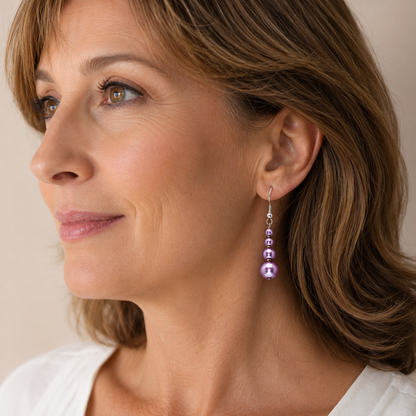 Lavender Beaded Drop Earrings