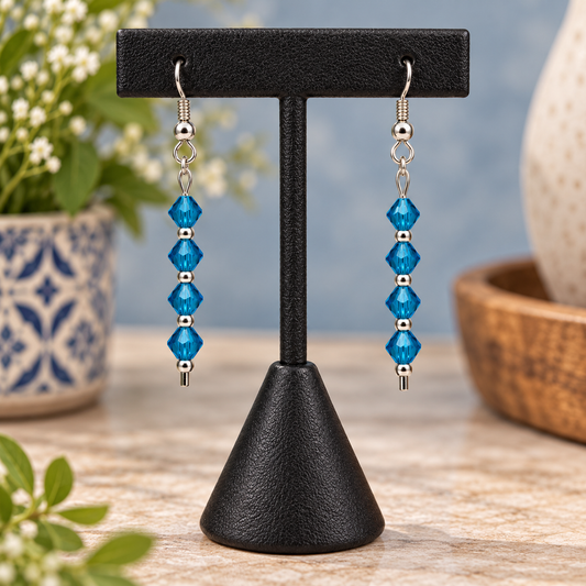 Blue Crystal Dangle Earrings