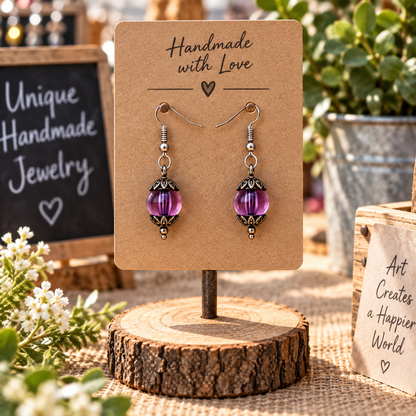Handmade Purple Crystal Dangle Earrings