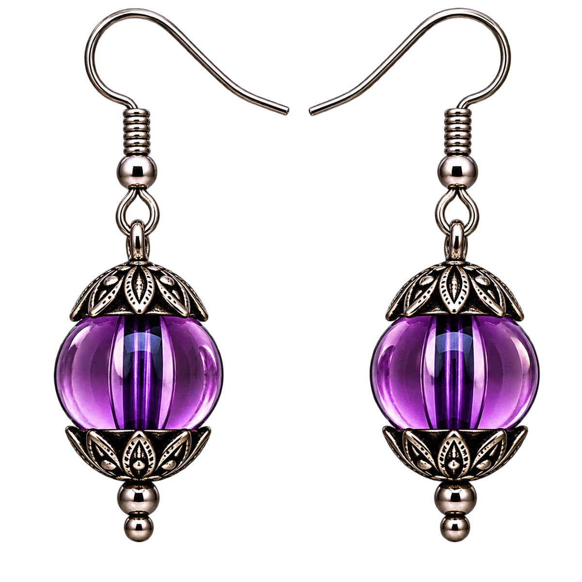 Handmade Purple Crystal Dangle Earrings