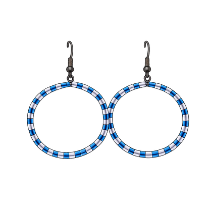 Handmade Blue Beaded Hoop Earrings