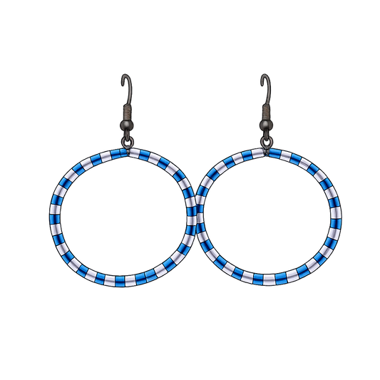 Handmade Blue Beaded Hoop Earrings