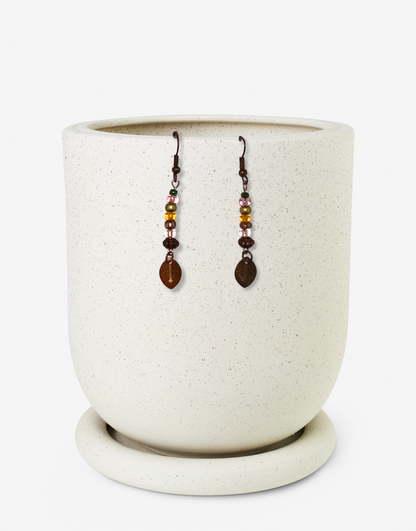 Handcrafted Beaded Leaf Dangle Earrings