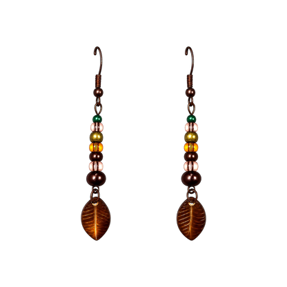 Handcrafted Beaded Leaf Dangle Earrings