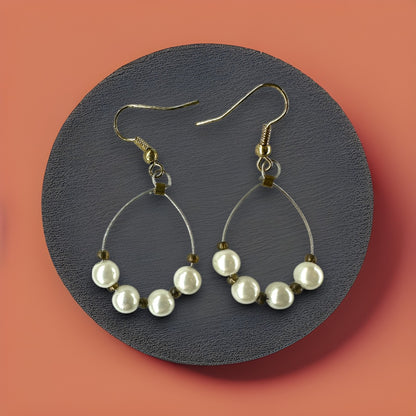 Pearl Hoop Dangle Earrings