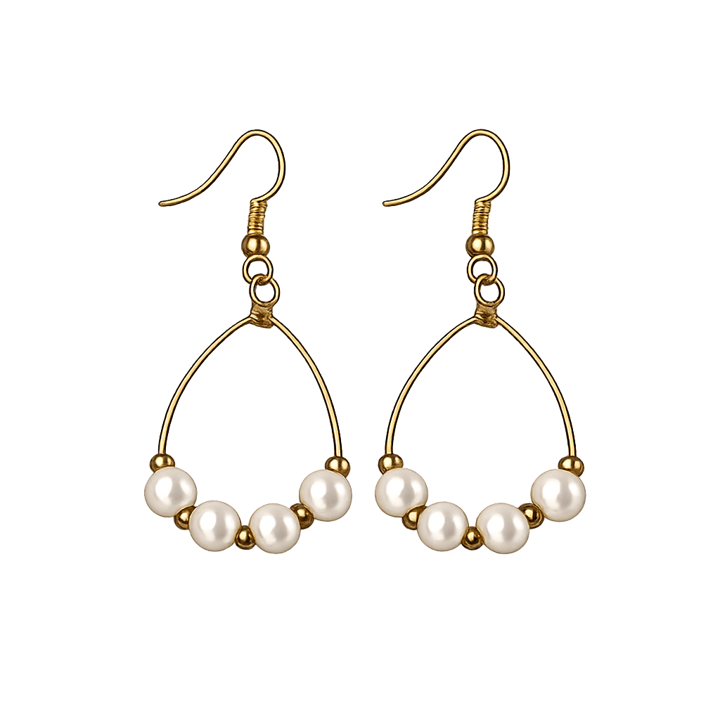 Pearl Hoop Dangle Earrings
