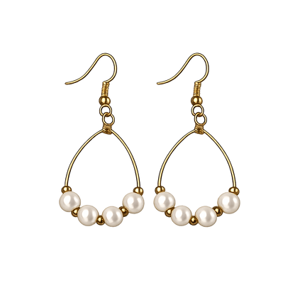 Pearl Hoop Dangle Earrings