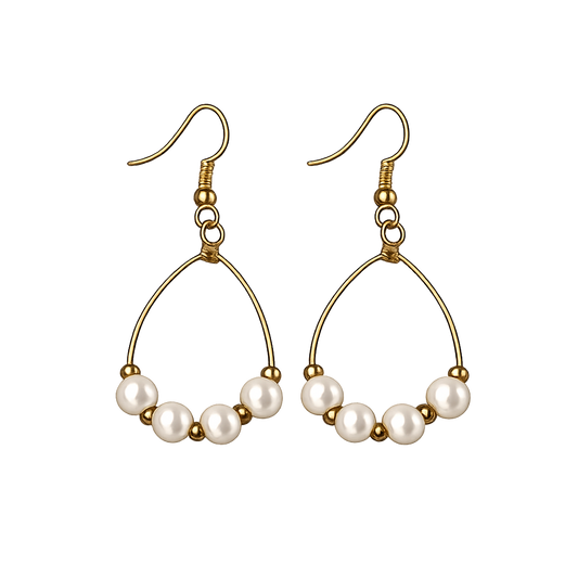 Pearl Hoop Dangle Earrings
