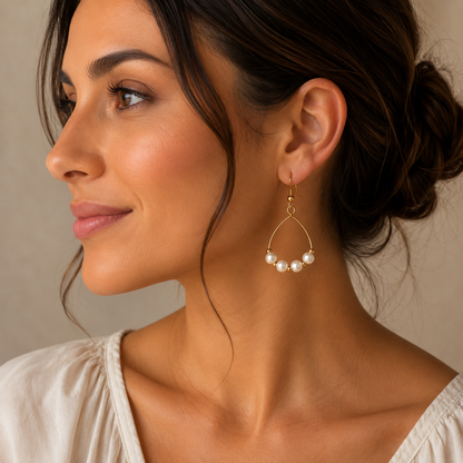 Pearl Hoop Dangle Earrings