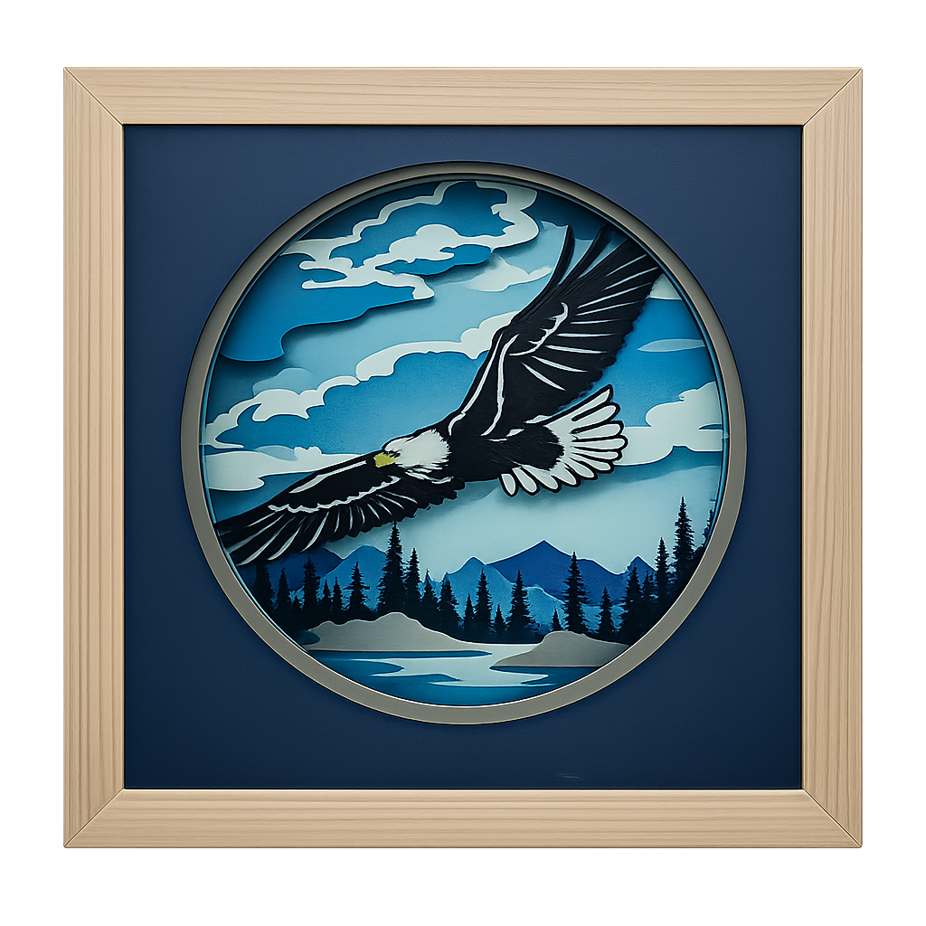 Majestic Bald Eagle Layered Paper Shadow Box
