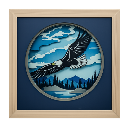 Majestic Bald Eagle Layered Paper Shadow Box